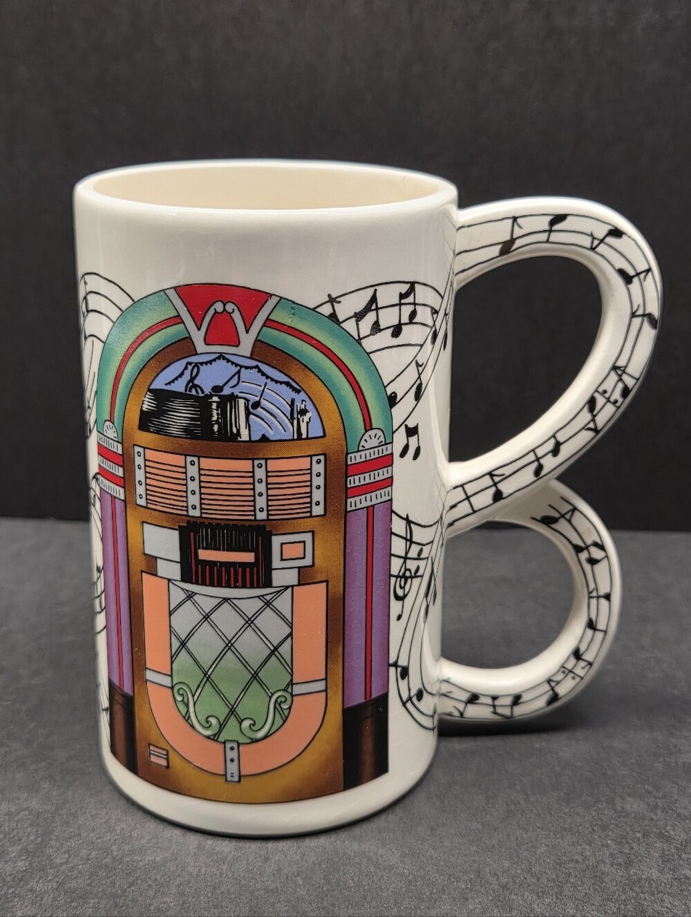 Vintage Sarsaparilla Deco 1986 Five and Dime Juke Box Mug Unique Handle